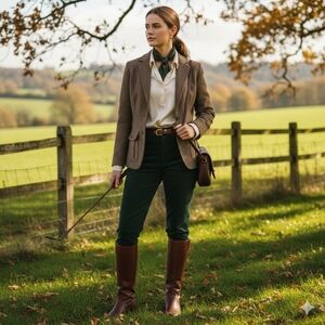 GAP Brown Wool Herringbone Tweed Equestrian Jacket